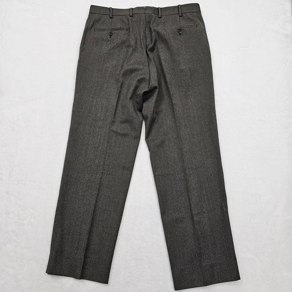 Luciano Barbera Dress Pants Mens 52 34x30 Brown Trousers Wool Flat Front Italy